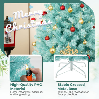 6/7 Ft Artificial Christmas Tree, 280/380 Warm White LED Lights, Foldable Metal Stand, Blue Christmas Tree at Gallery Canada