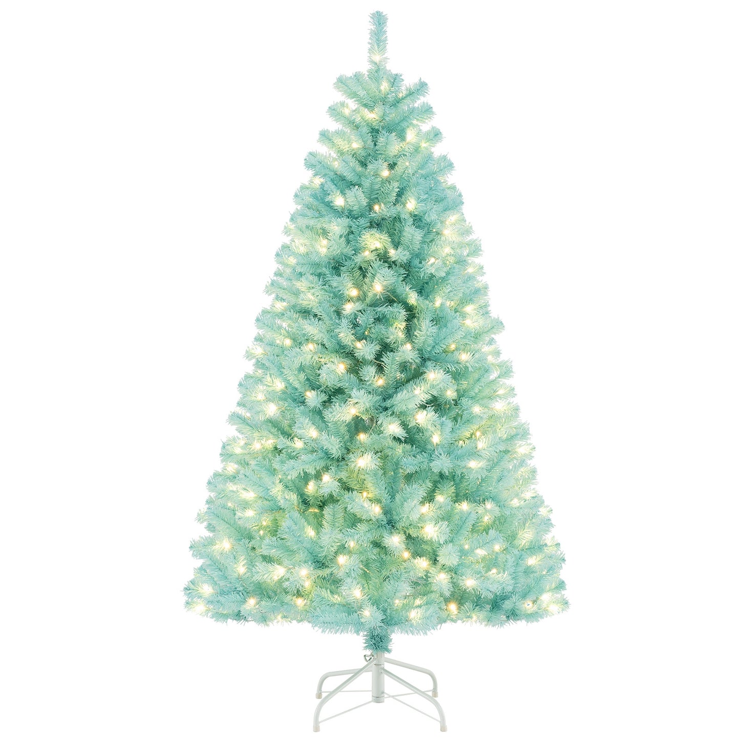 6 FT Artificial Christmas Tree, 280 LED Lights, Foldable Metal Stand, Blue Christmas Tree Blue at Gallery Canada