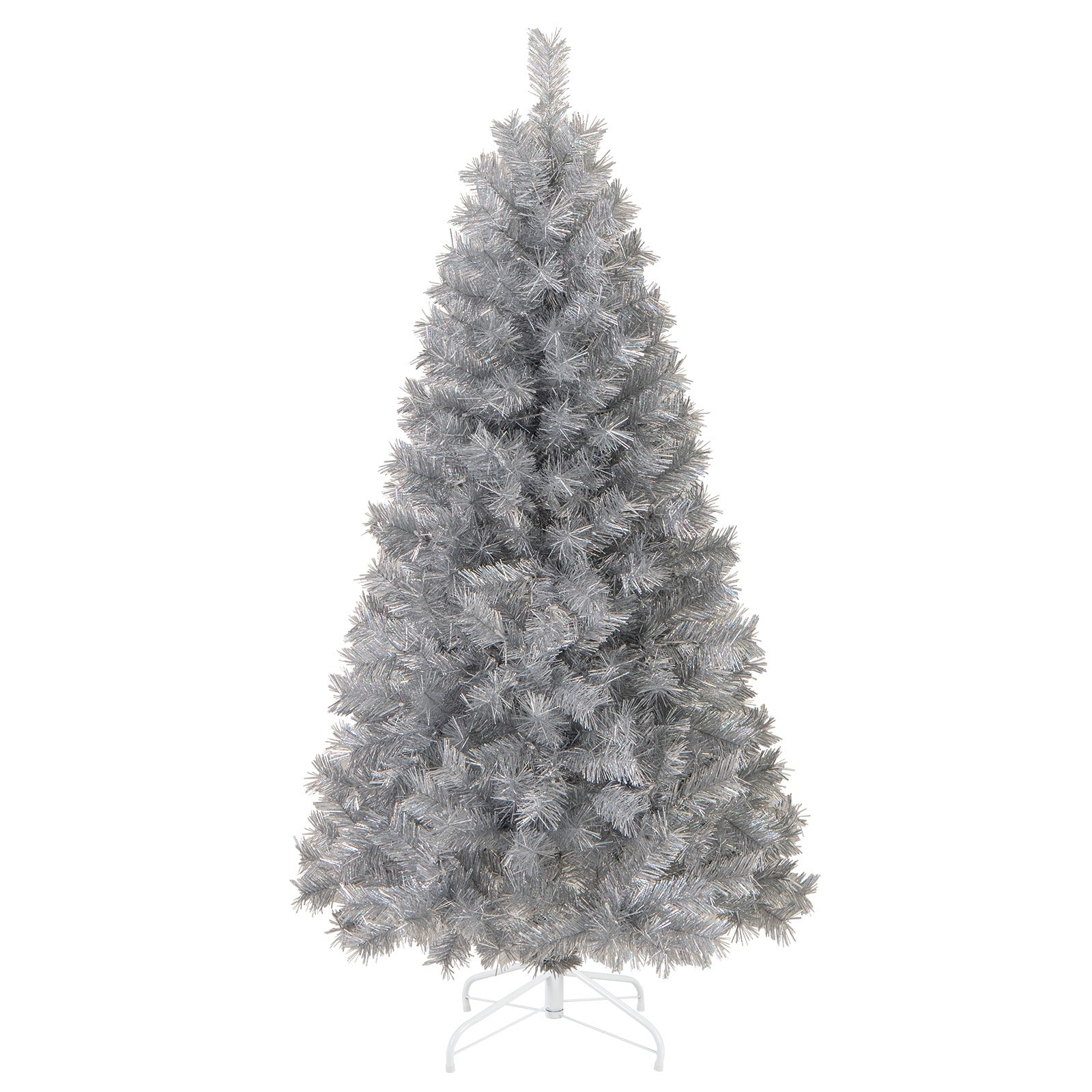 Artificial Xmas Tree with Branch Tips and Warm White LED Lights-5FT, Silver Christmas Tree at Gallery Canada