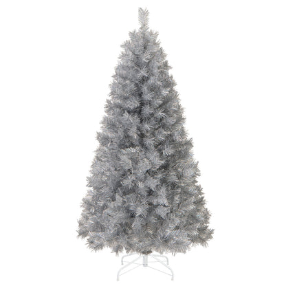 Artificial Xmas Tree with Branch Tips and Warm White LED Lights-5FT, Silver Christmas Tree 5 Feet at Gallery Canada