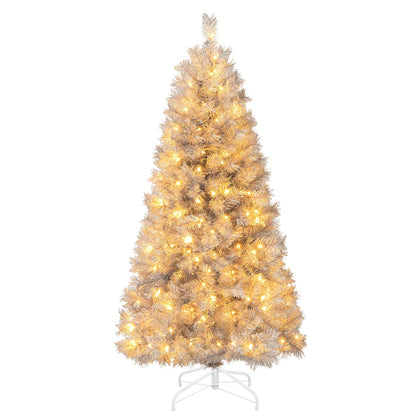 Artificial Xmas Tree with Branch Tips and Warm White LED Lights-5FT, Silver Christmas Tree at Gallery Canada