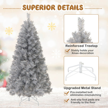 Artificial Xmas Tree with Branch Tips and Warm White LED Lights-5FT, Silver Christmas Tree at Gallery Canada