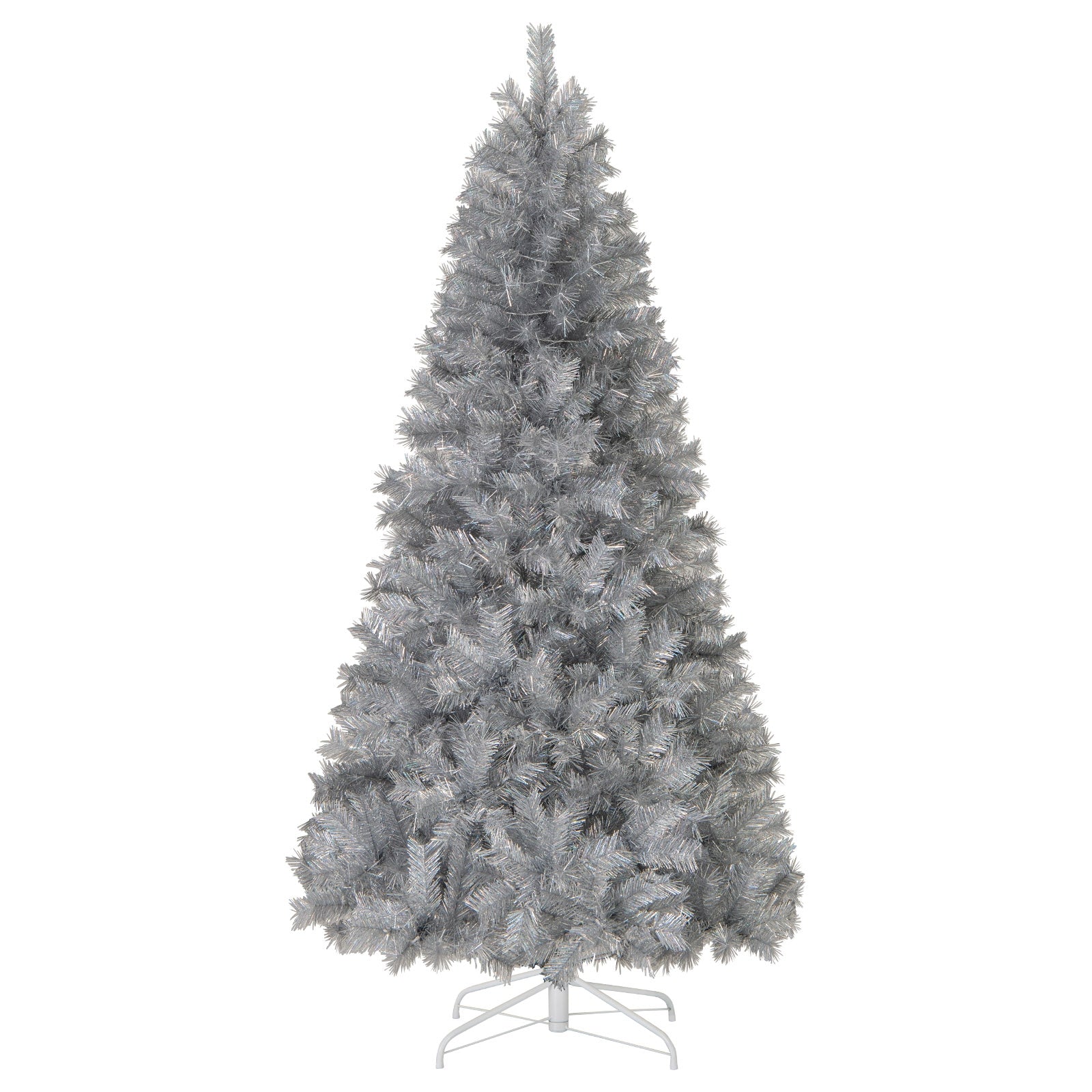 Artificial Xmas Tree with Branch Tips and Warm White LED Lights-7FT, Silver Christmas Tree at Gallery Canada