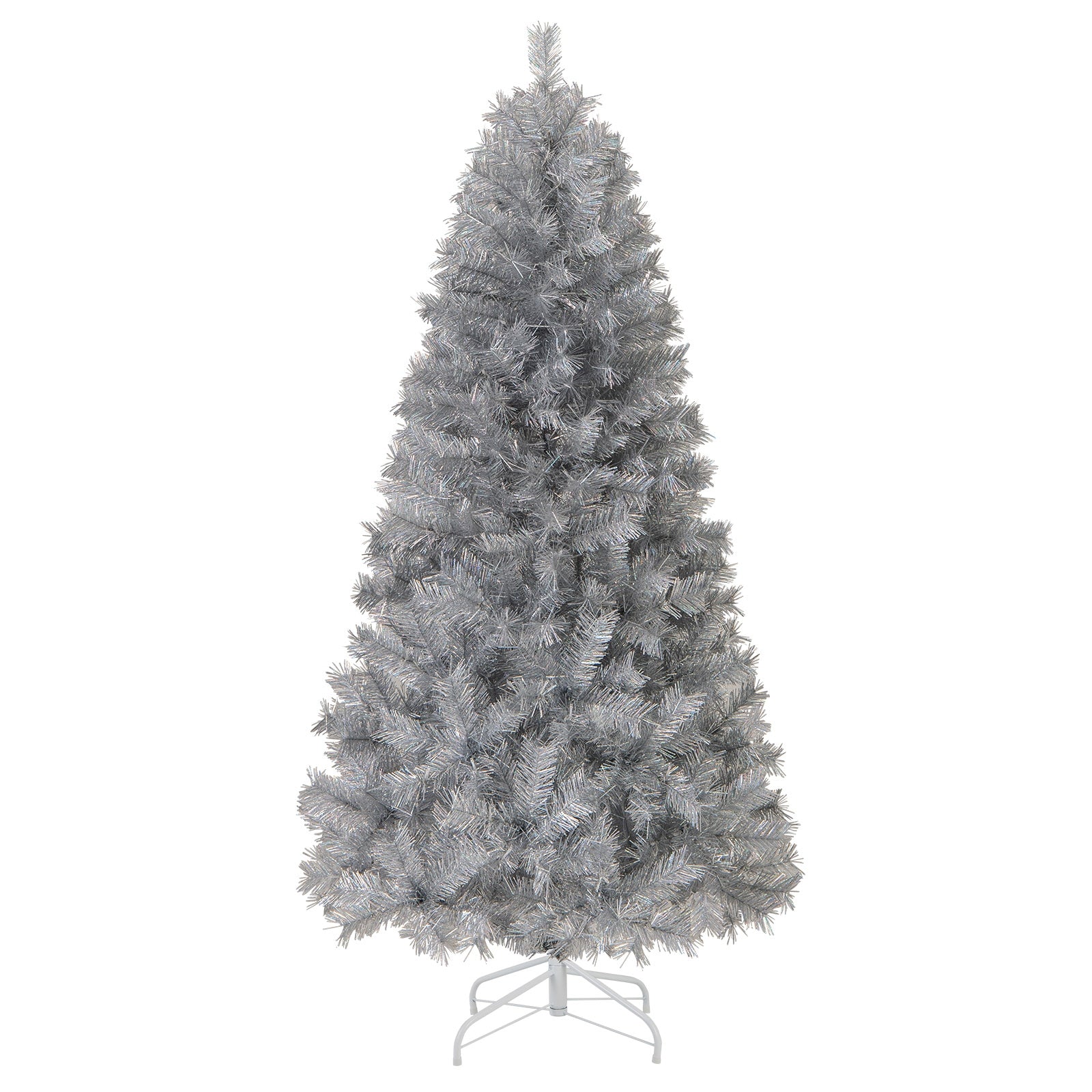 Artificial Xmas Tree with Branch Tips and Warm White LED Lights-6FT, Silver Christmas Tree 6 Feet at Gallery Canada