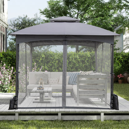 10 X 10 FT Heavy-Duty Gazebo With Netting Walls, Gray Gazebos at Gallery Canada