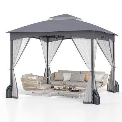 10 X 10 FT Heavy-Duty Gazebo With Netting Walls, Gray Gazebos at Gallery Canada