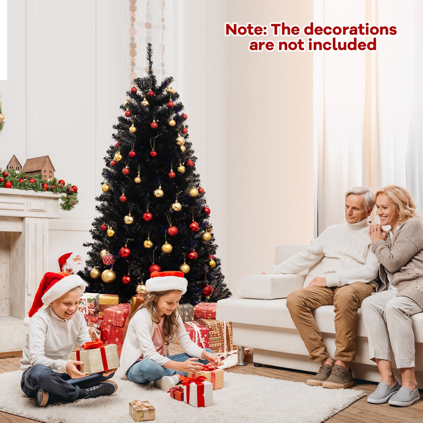 6/7/8 Feet Artificial Christmas Tree with 6 Lighting Modes and Spooky Sounds-6 ft, Black Christmas Tree at Gallery Canada