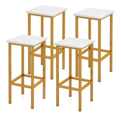 Set Of 4 Bar Stools, 26 Inch, Metal Legs With Footrest, White Bar Stools White at Gallery Canada