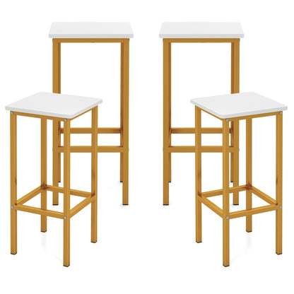 Set of 4 Bar Stool Set 26 Inch Bar Chair with Metal Legs and Footrest, White Bar Stools at Gallery Canada