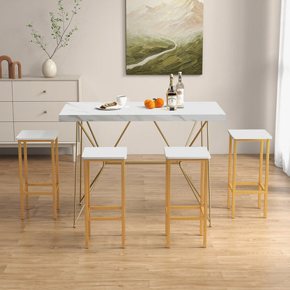 Set of 4 Bar Stool Set 26 Inch Bar Chair with Metal Legs and Footrest, White Bar Stools at Gallery Canada
