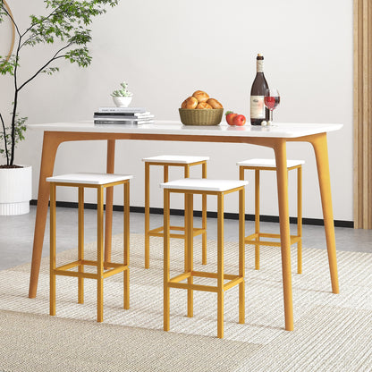 Set of 4 Bar Stool Set 26 Inch Bar Chair with Metal Legs and Footrest, White Bar Stools at Gallery Canada