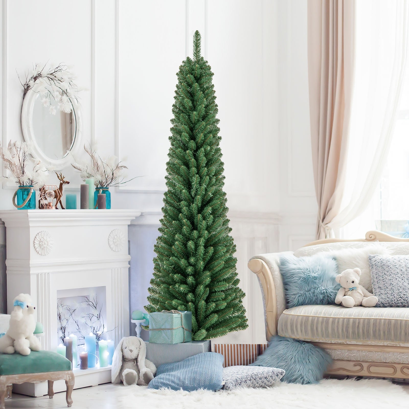 6 Ft Pencil Christmas Tree, 392 Memory Wire Branch Tips, Metal Stand, Green Christmas Tree at Gallery Canada