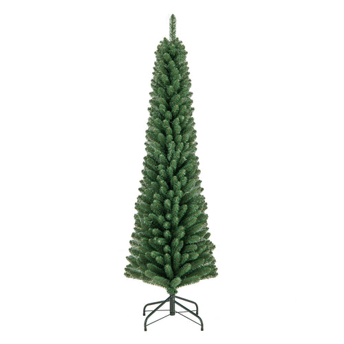 6 Ft Pencil Christmas Tree, 671 Memory Wire Tips, Metal Stand, Green