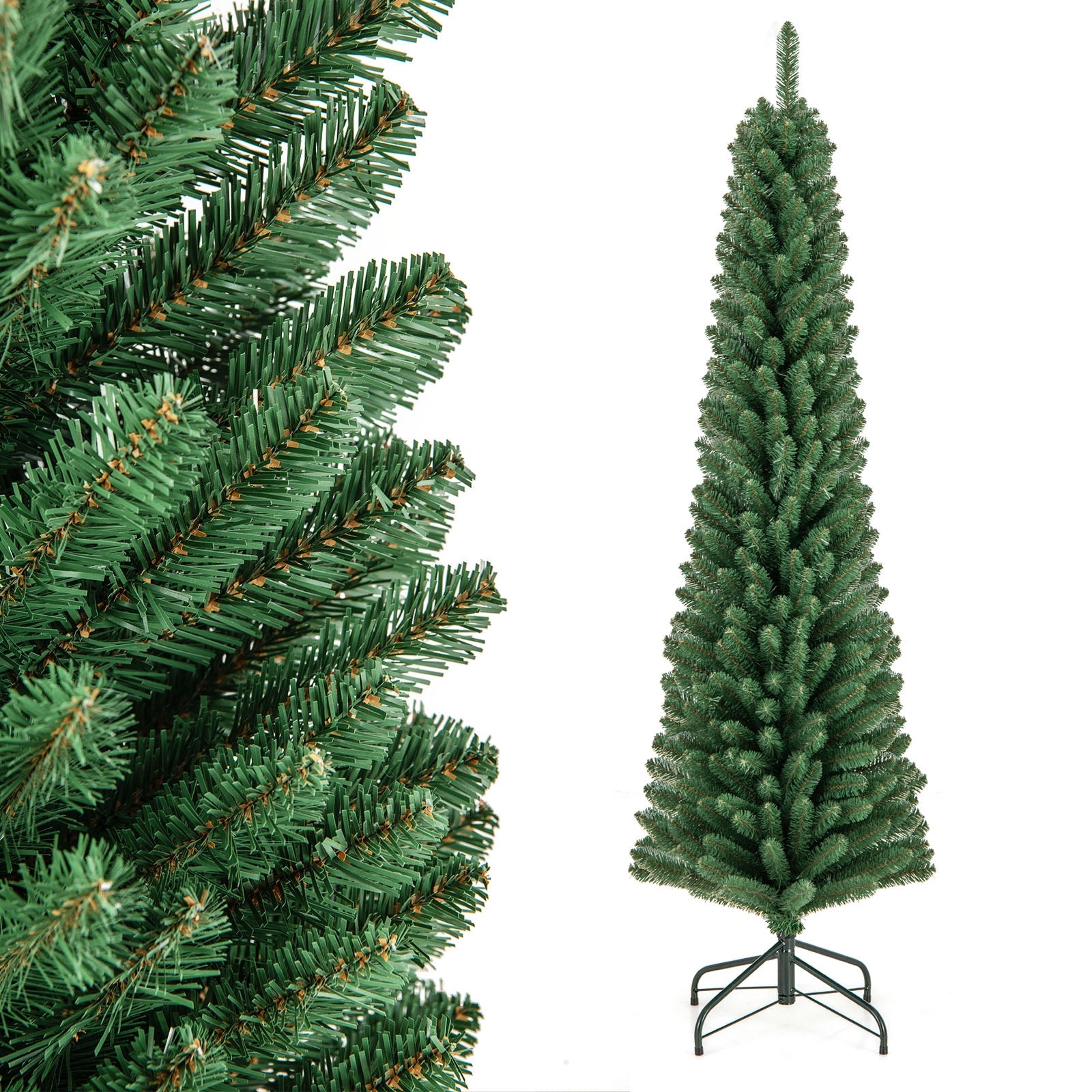 6 Ft Pencil Christmas Tree, 392 Memory Wire Branch Tips, Metal Stand, Green Christmas Tree at Gallery Canada