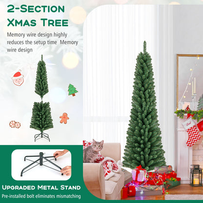 6 Ft Pencil Christmas Tree, 392 Memory Wire Branch Tips, Metal Stand, Green Christmas Tree at Gallery Canada