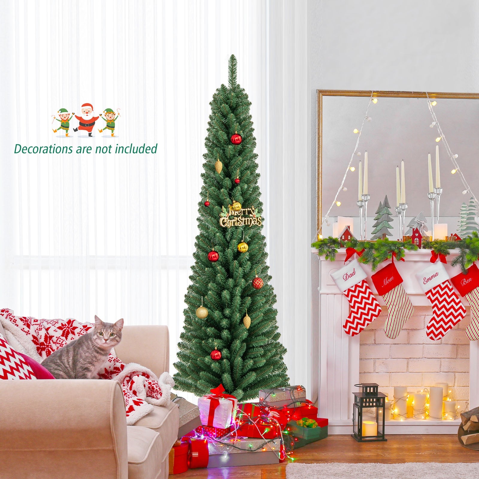 6 Ft Pencil Christmas Tree, 392 Memory Wire Branch Tips, Metal Stand, Green Christmas Tree at Gallery Canada