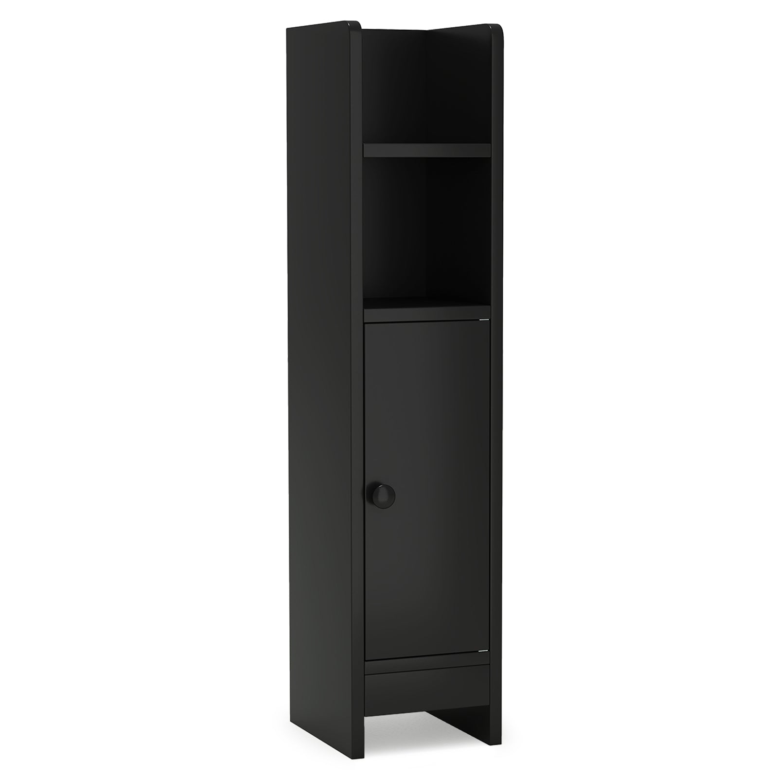Slim Corner Bathroom Cabinet With Door, Adjustable Shelf, Black Floor Cabinets Black at Gallery Canada