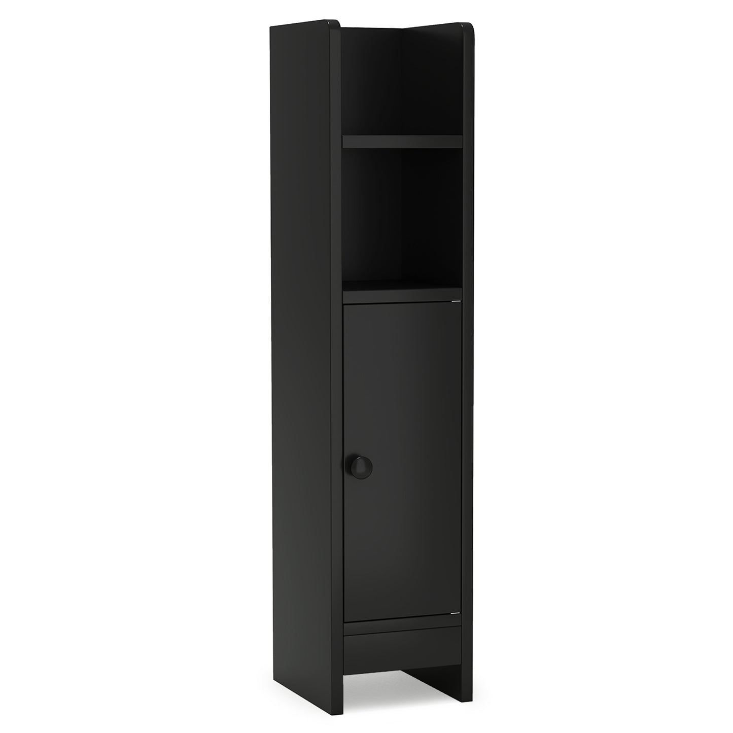 Slim Corner Bathroom Cabinet With Door, Adjustable Shelf, Black Floor Cabinets Black at Gallery Canada