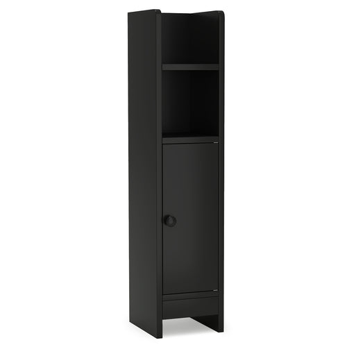 Slim Corner Bathroom Cabinet With Door, Adjustable Shelf, Black
