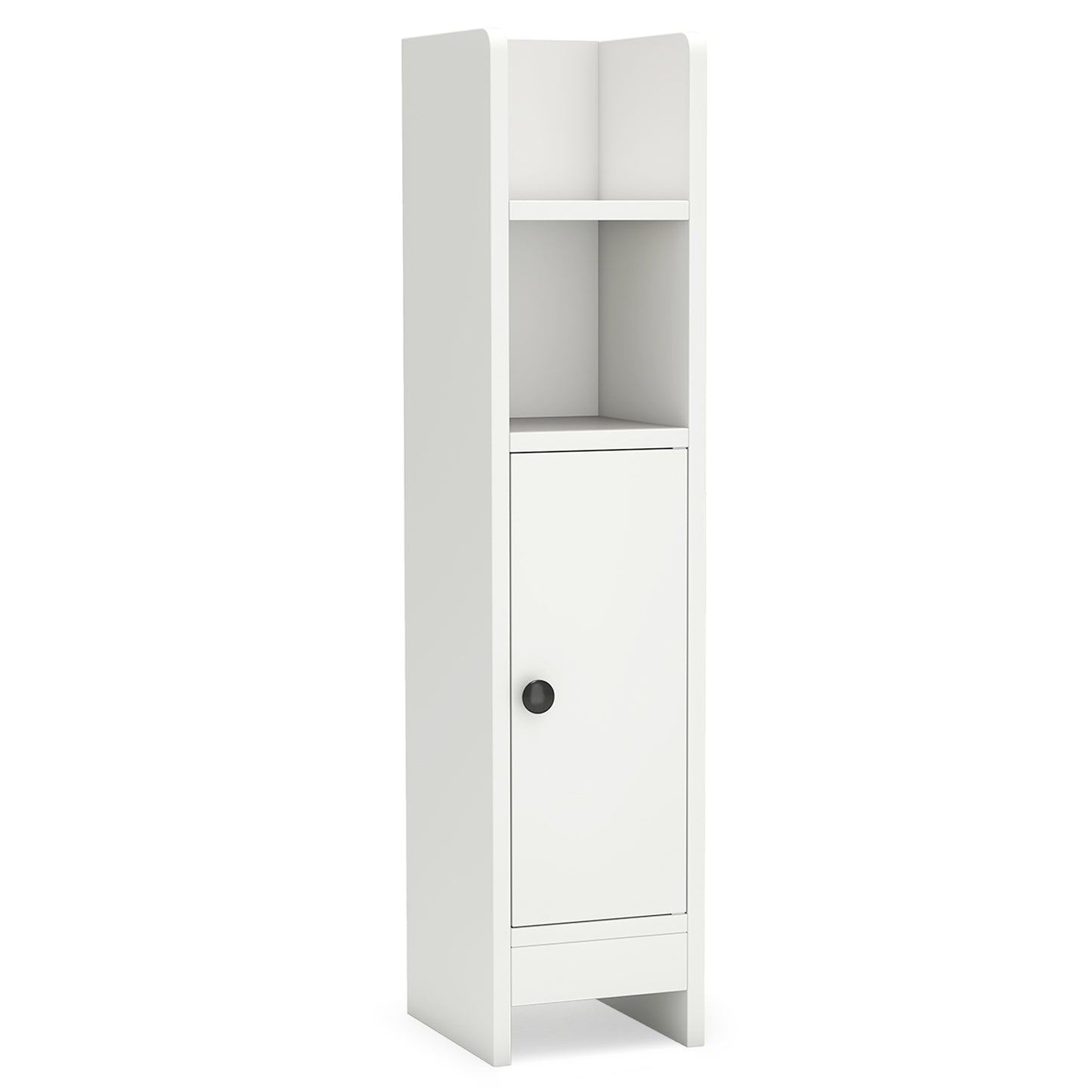 Slim Corner Bathroom Cabinet With Door, Adjustable Shelf, White Floor Cabinets White at Gallery Canada