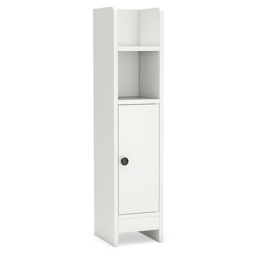 Slim Corner Bathroom Cabinet With Door, Adjustable Shelf, White