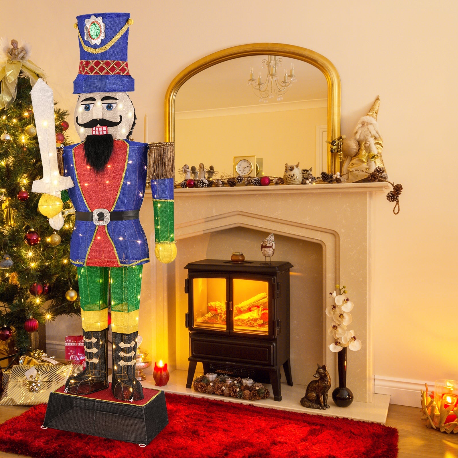 6 Feet Pre-Lit Nutcracker with Sword and 110 LED Lights Christmas Decor & Accessories at Gallery Canada