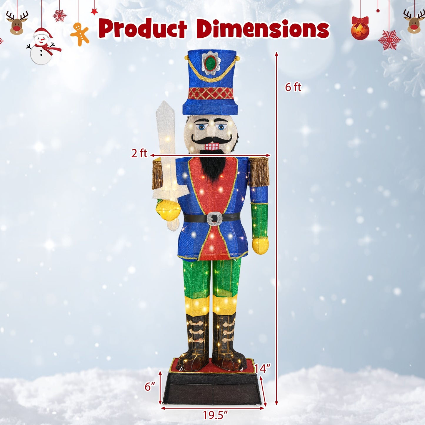6 Feet Pre-Lit Nutcracker with Sword and 110 LED Lights Christmas Decor & Accessories at Gallery Canada