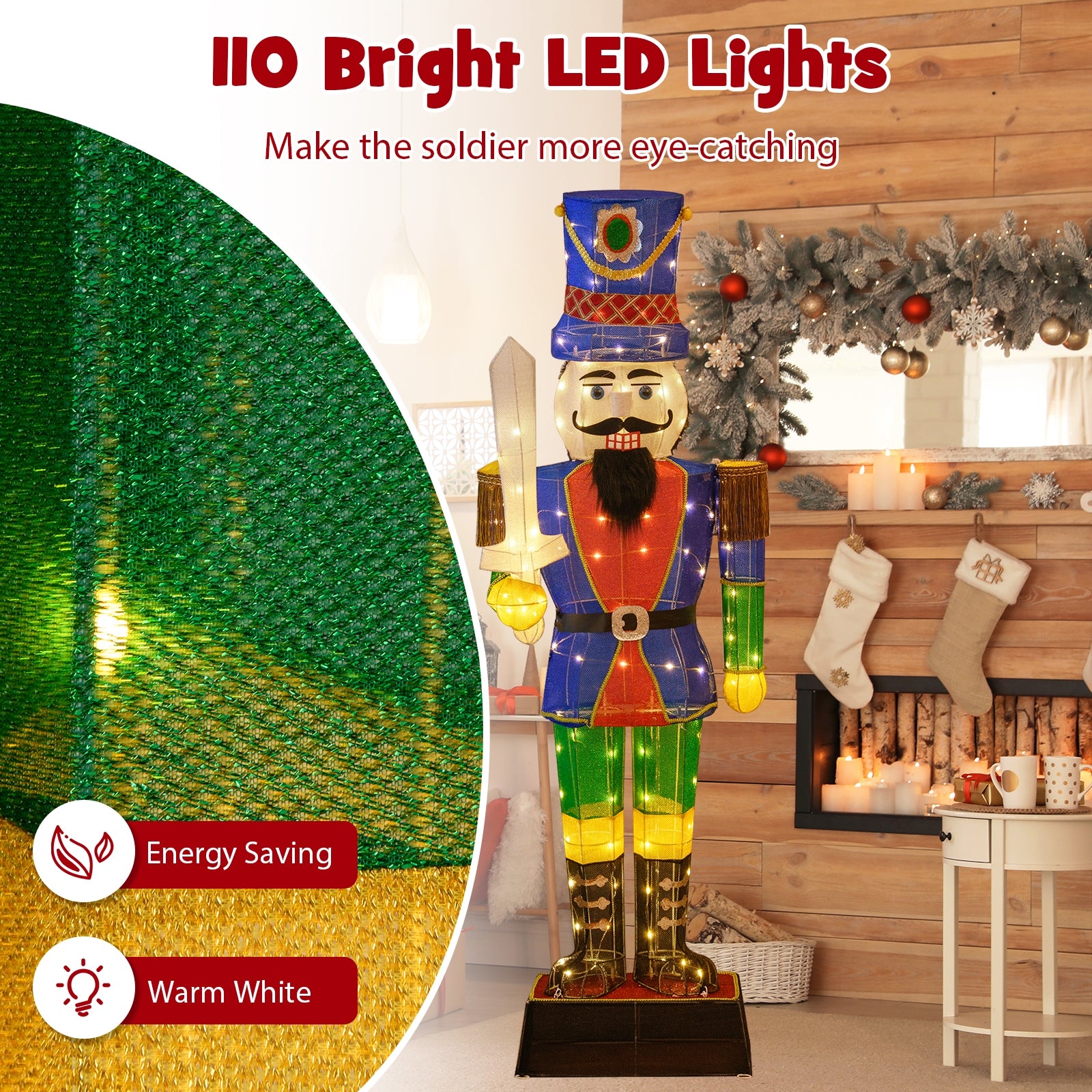6 Feet Pre-Lit Nutcracker with Sword and 110 LED Lights Christmas Decor & Accessories at Gallery Canada