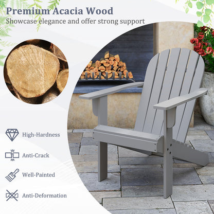 Acacia Wood Lounge Patio Adirondack Chair with Inclined Seat, Gray Adirondack Chairs at Gallery Canada