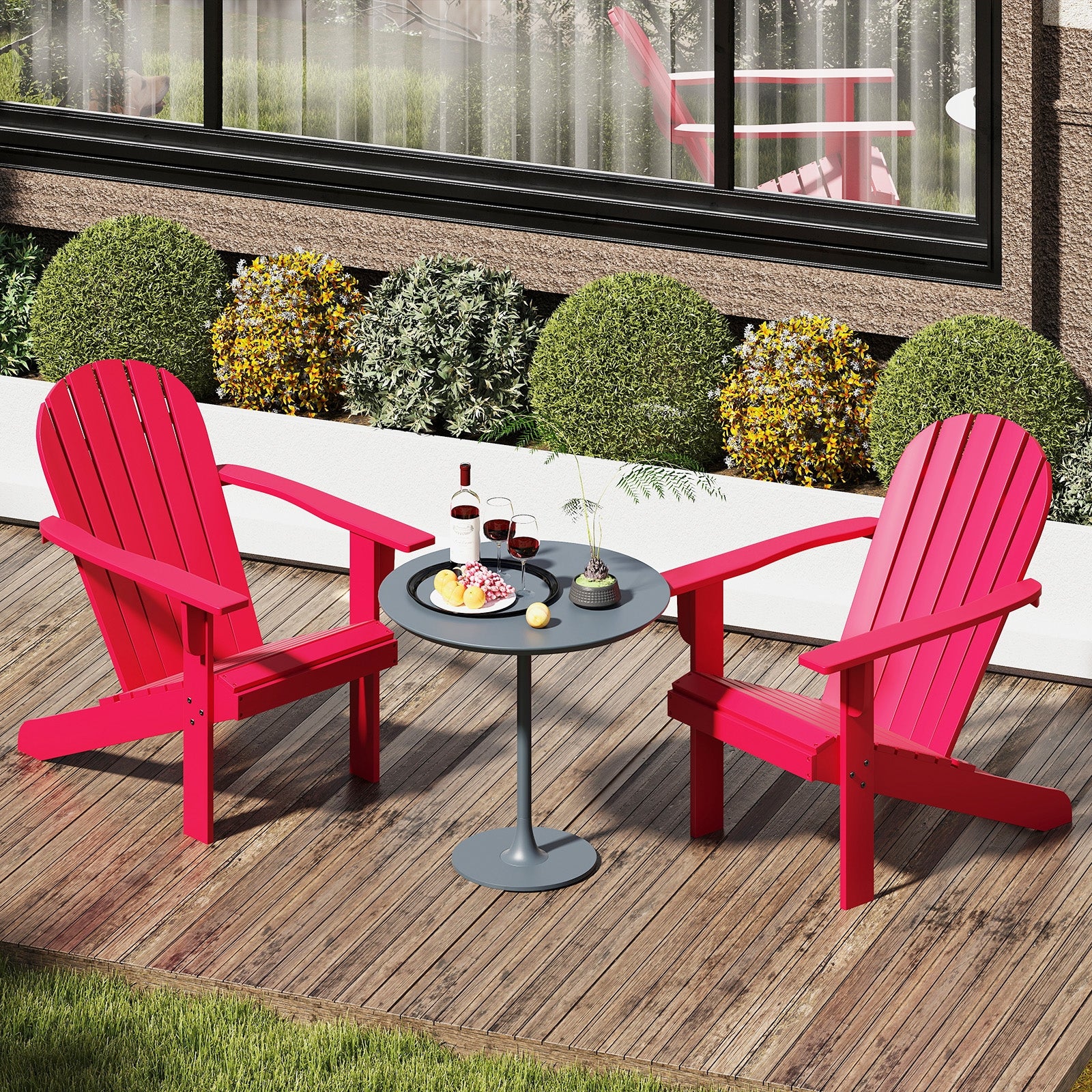 Acacia Wood Lounge Patio Adirondack Chair with Inclined Seat, Red Adirondack Chairs at Gallery Canada