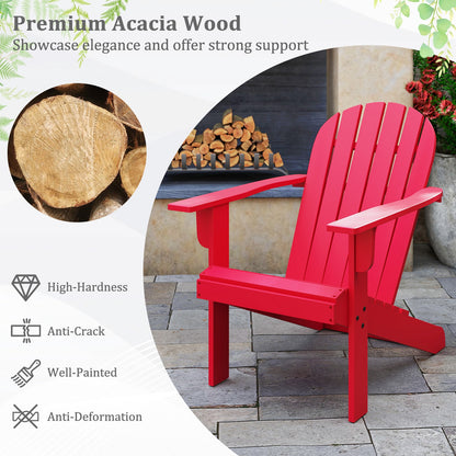 Acacia Wood Lounge Patio Adirondack Chair with Inclined Seat, Red Adirondack Chairs at Gallery Canada