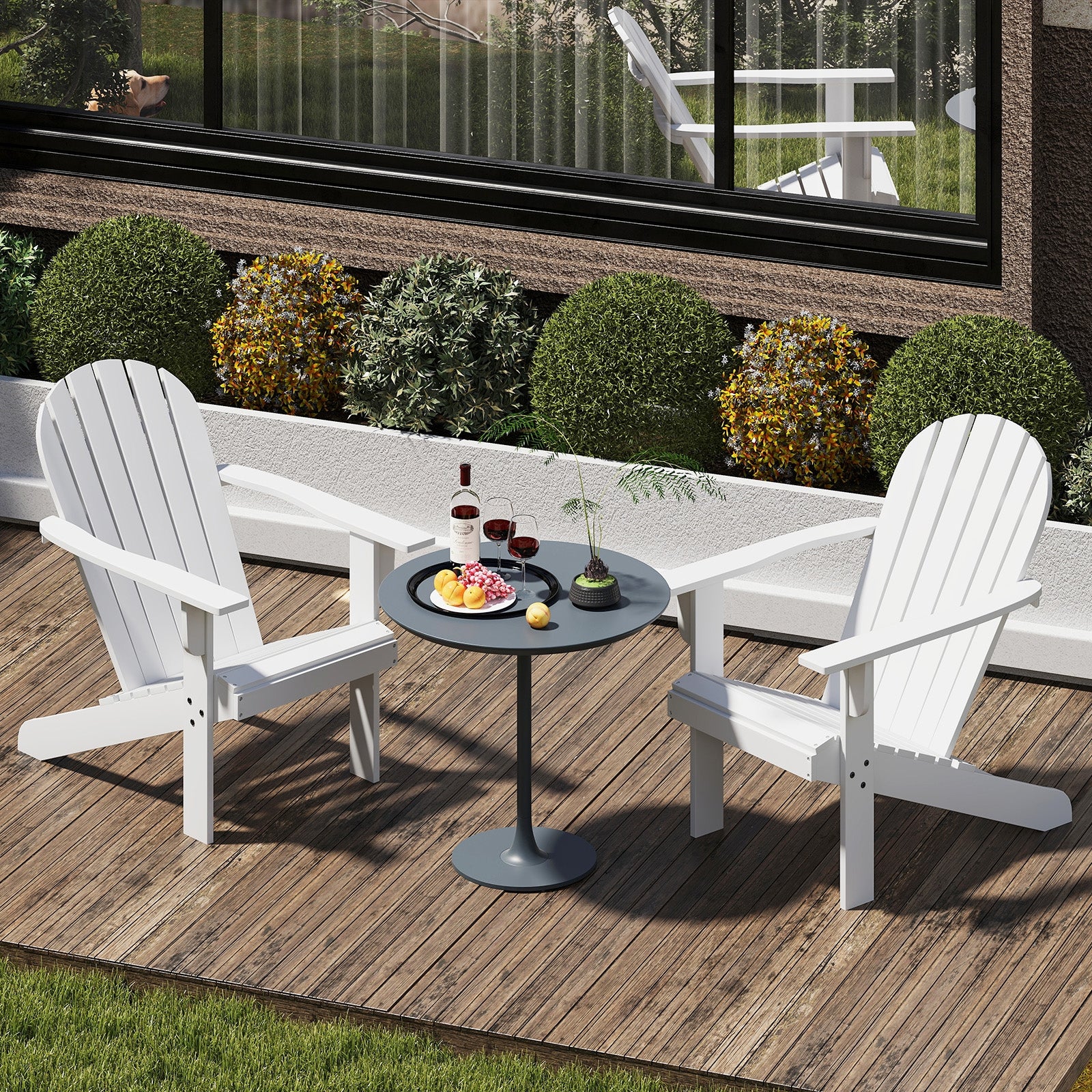 Acacia Wood Lounge Patio Adirondack Chair with Inclined Seat, White Adirondack Chairs at Gallery Canada