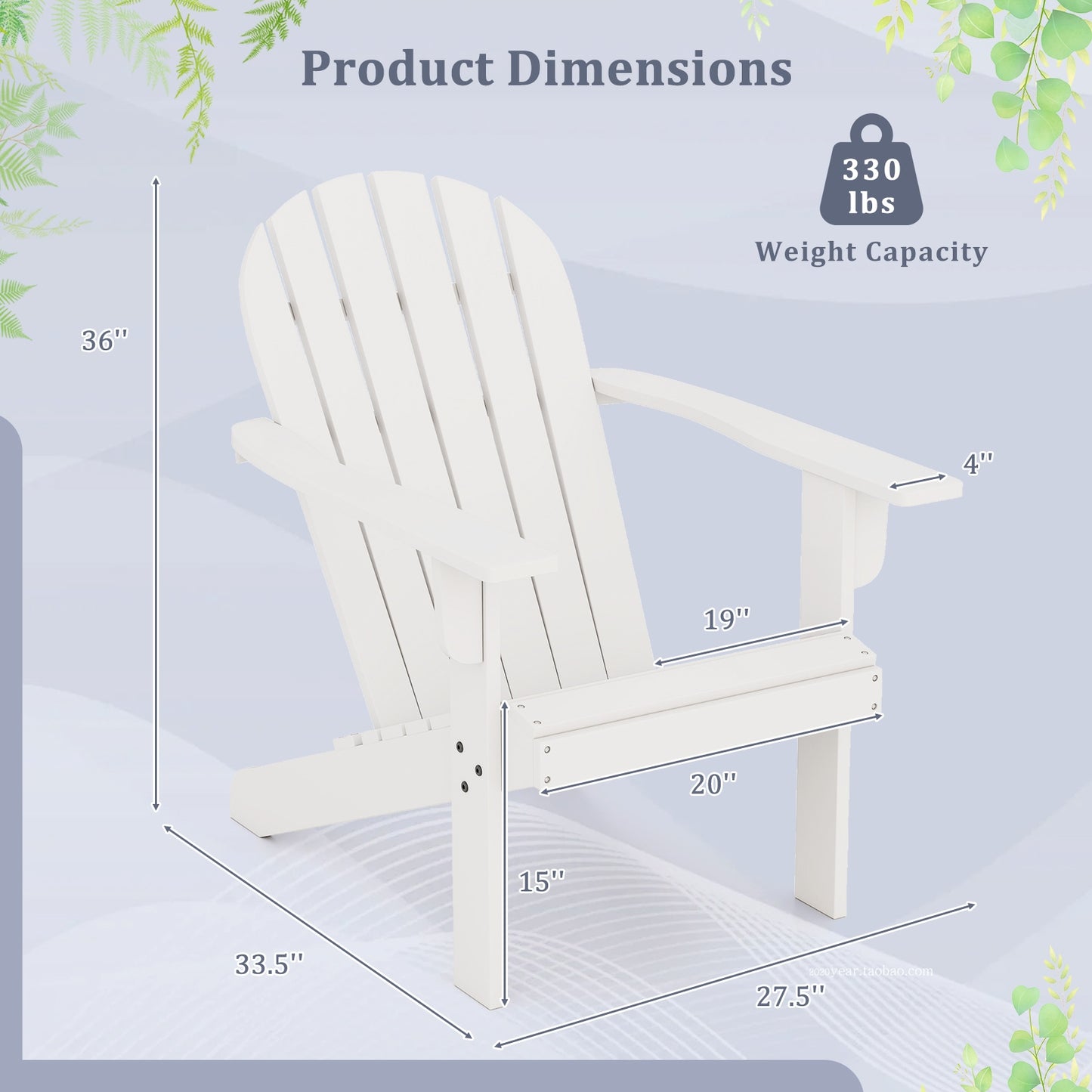 Acacia Wood Lounge Patio Adirondack Chair with Inclined Seat, White Adirondack Chairs at Gallery Canada