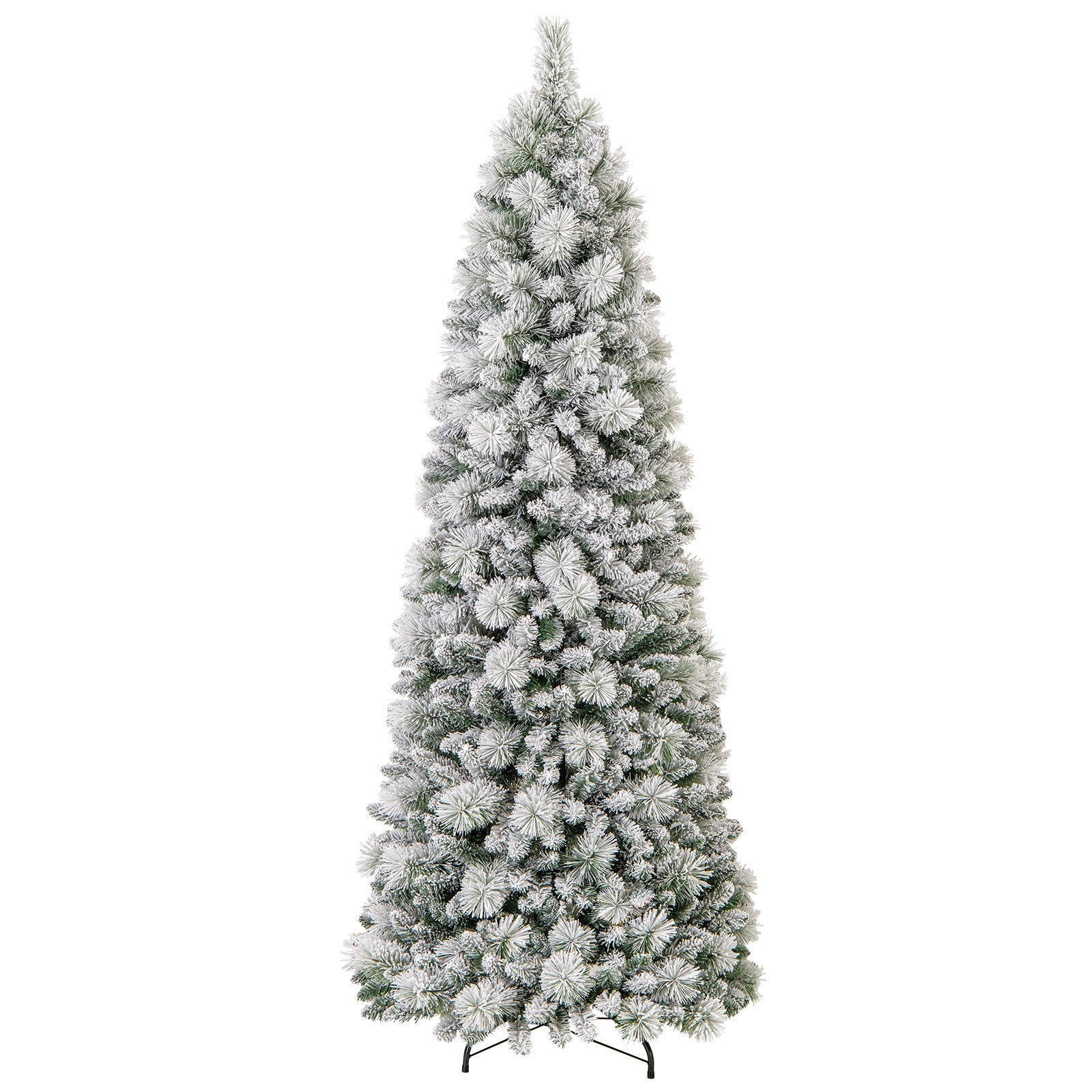 7 Feet Flocked Christmas Tree with Pine Needles and LED Lights, Green Christmas Tree at Gallery Canada