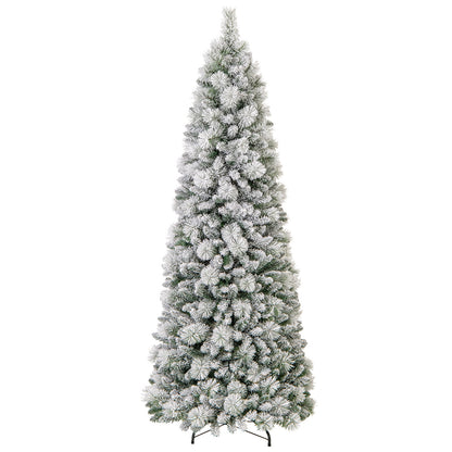 7 Feet Flocked Christmas Tree with Pine Needles and LED Lights, Green Christmas Tree at Gallery Canada