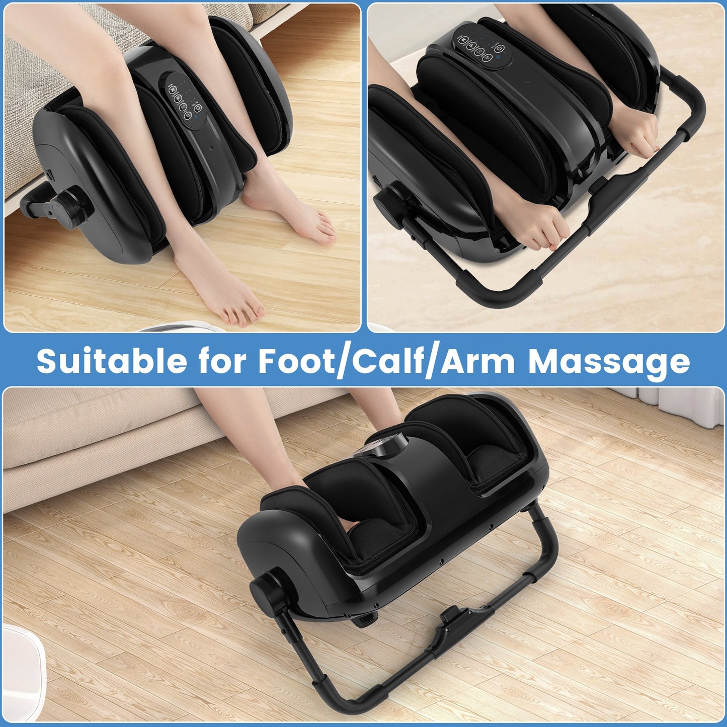 Foot and Calf Massager with Heat for Blood Circulation Pain Relief, Black Foot Massager at Gallery Canada
