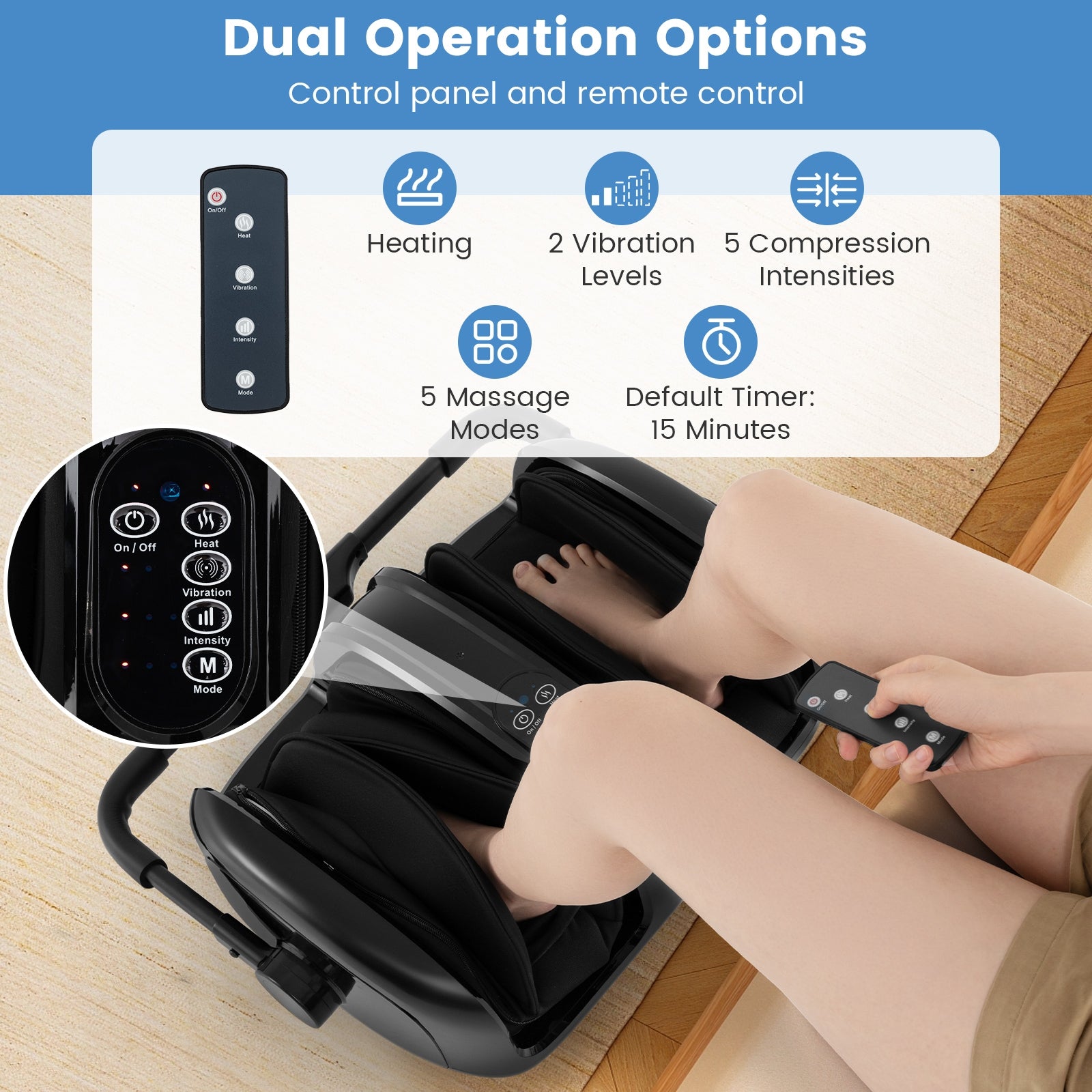 Foot and Calf Massager with Heat for Blood Circulation Pain Relief, Black Foot Massager at Gallery Canada