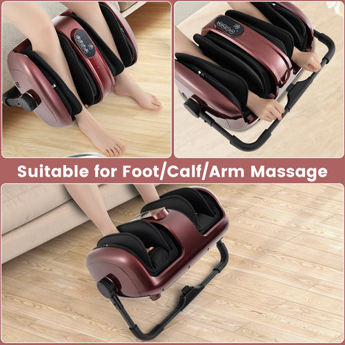 Foot and Calf Massager with Heat for Blood Circulation Pain Relief, Red