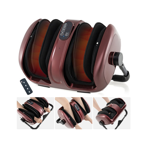 Foot and Calf Massager with Heat for Blood Circulation Pain Relief, Red