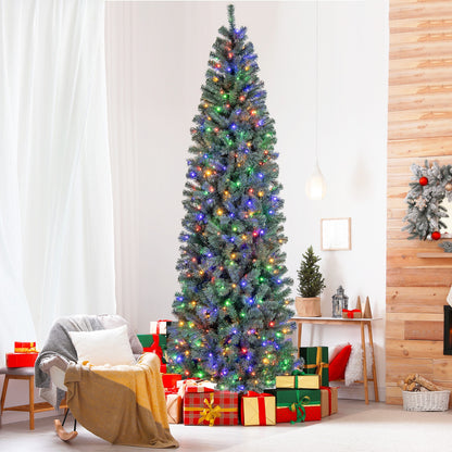 6.5/7.5 Feet Pre-Lit Blue Artificial Christmas Tree Slim with 9 Lighting Modes-9 ft, Blue Christmas Tree at Gallery Canada