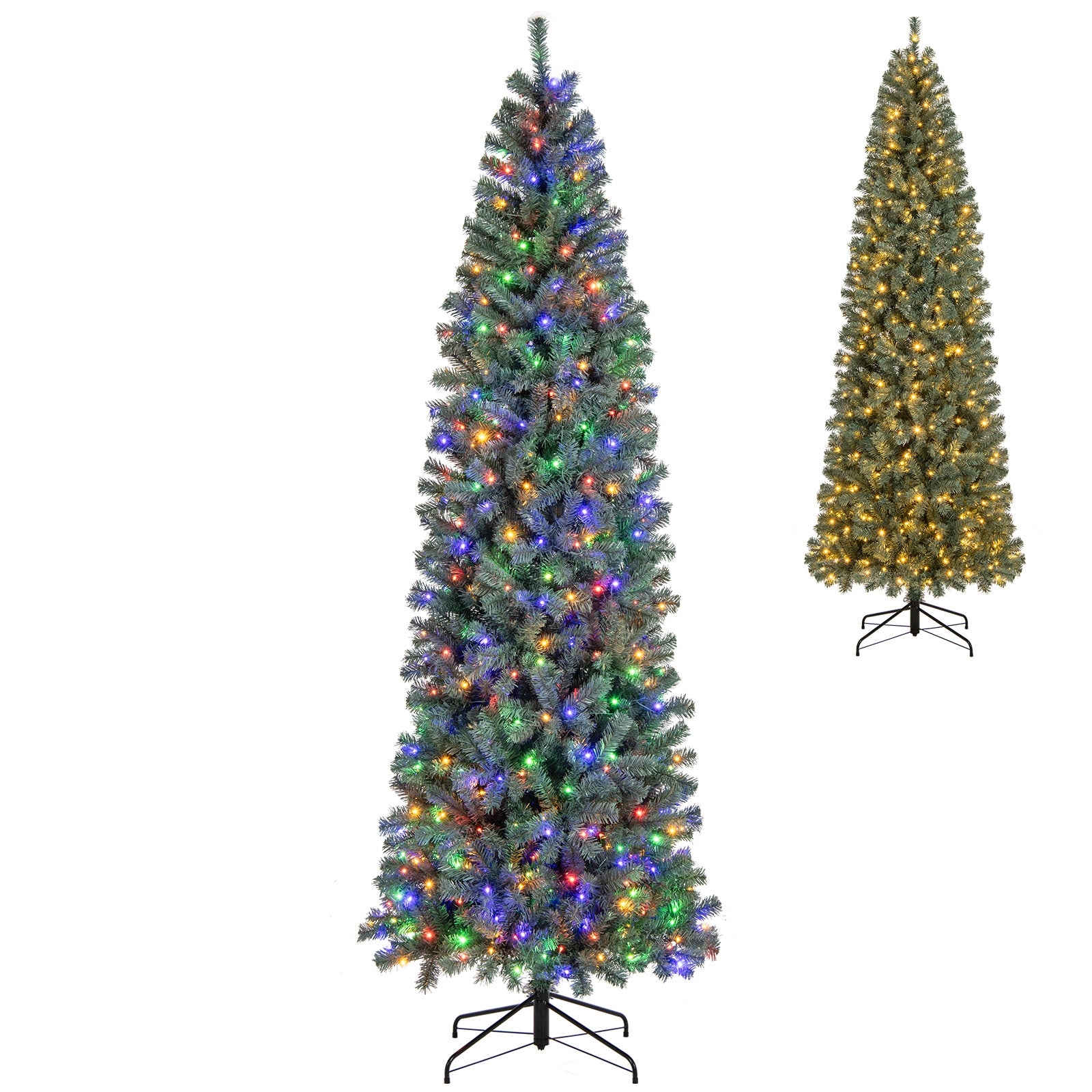6.5/7.5 Feet Pre-Lit Blue Artificial Christmas Tree Slim with 9 Lighting Modes-9 ft, Blue Christmas Tree at Gallery Canada