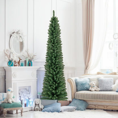 7 ft Pencil Christmas Tree, Memory Wire Tips, Metal Stand, Green Christmas Tree at Gallery Canada