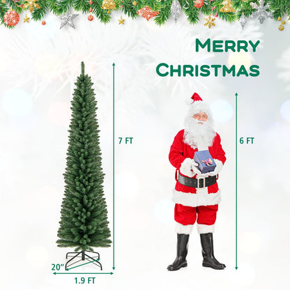 7 ft Pencil Christmas Tree, Memory Wire Tips, Metal Stand, Green Christmas Tree at Gallery Canada
