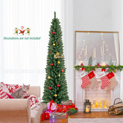 7 ft Pencil Christmas Tree, Memory Wire Tips, Metal Stand, Green Christmas Tree at Gallery Canada