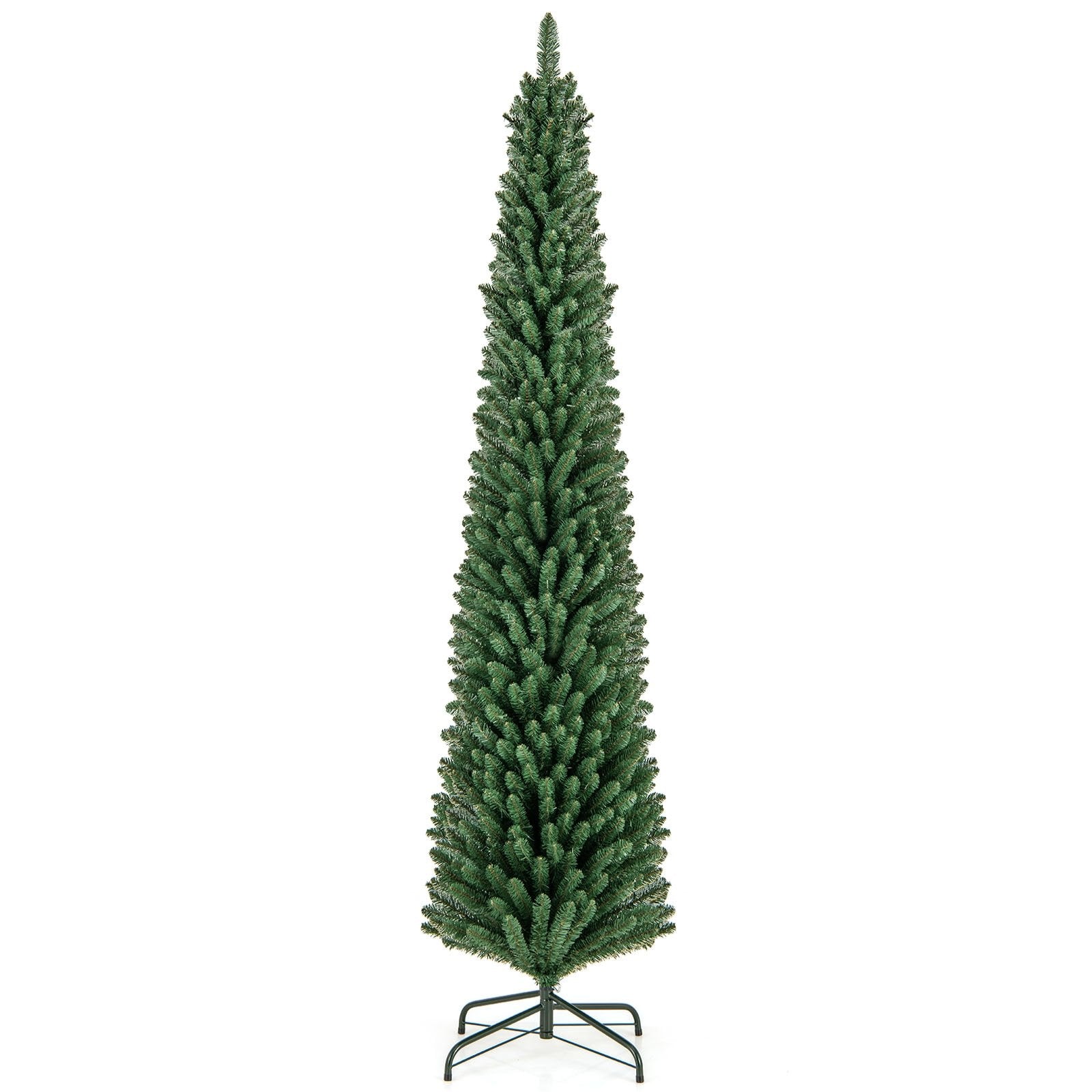 5/6/7/8 Feet Pencil Christmas Tree with 295/392/523/671 Memory Wire Branch Tips and Upgraded Metal Stand-8 ft, Green Christmas Tree at Gallery Canada