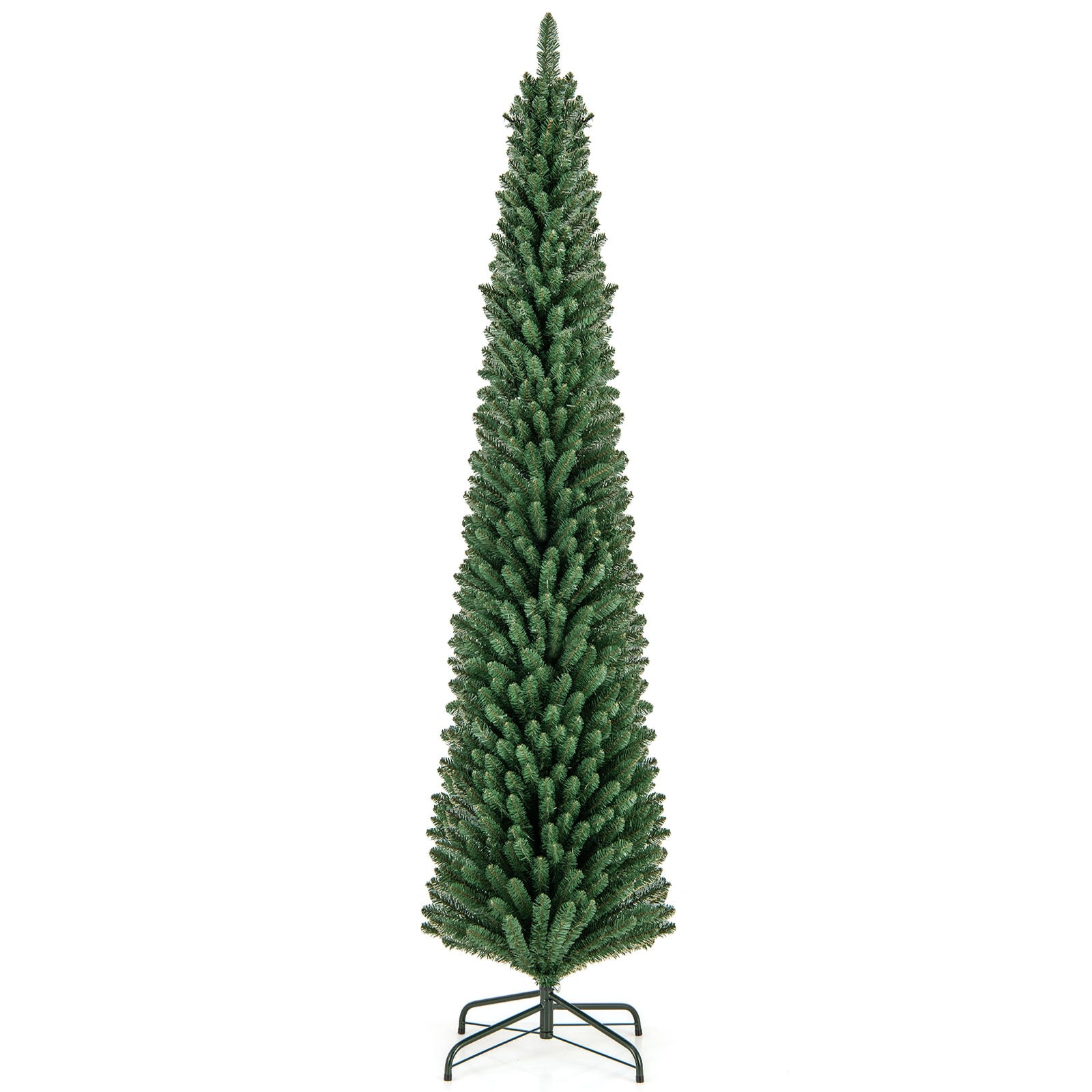 8 Ft Pencil Christmas Tree, Metal Stand, Memory Wire Branch Tips, Green Christmas Tree Green at Gallery Canada
