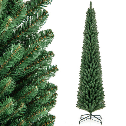 5/6/7/8 Feet Pencil Christmas Tree with 295/392/523/671 Memory Wire Branch Tips and Upgraded Metal Stand-8 ft, Green Christmas Tree at Gallery Canada
