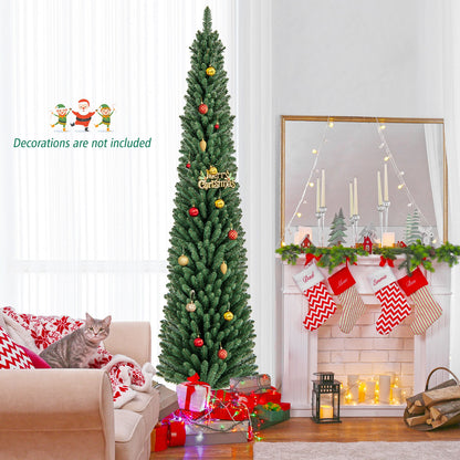 5/6/7/8 Feet Pencil Christmas Tree with 295/392/523/671 Memory Wire Branch Tips and Upgraded Metal Stand-8 ft, Green Christmas Tree at Gallery Canada