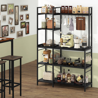 5-Tier Bakers Rack with Power Outlets and 10 S-Shaped Hooks, Black Baker's Racks at Gallery Canada