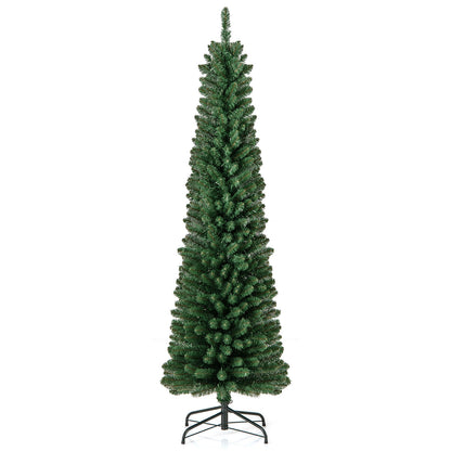 6FT Pencil Christmas Tree, Memory Wire Branch Tips, Warm LED Lights, Green Christmas Tree at Gallery Canada